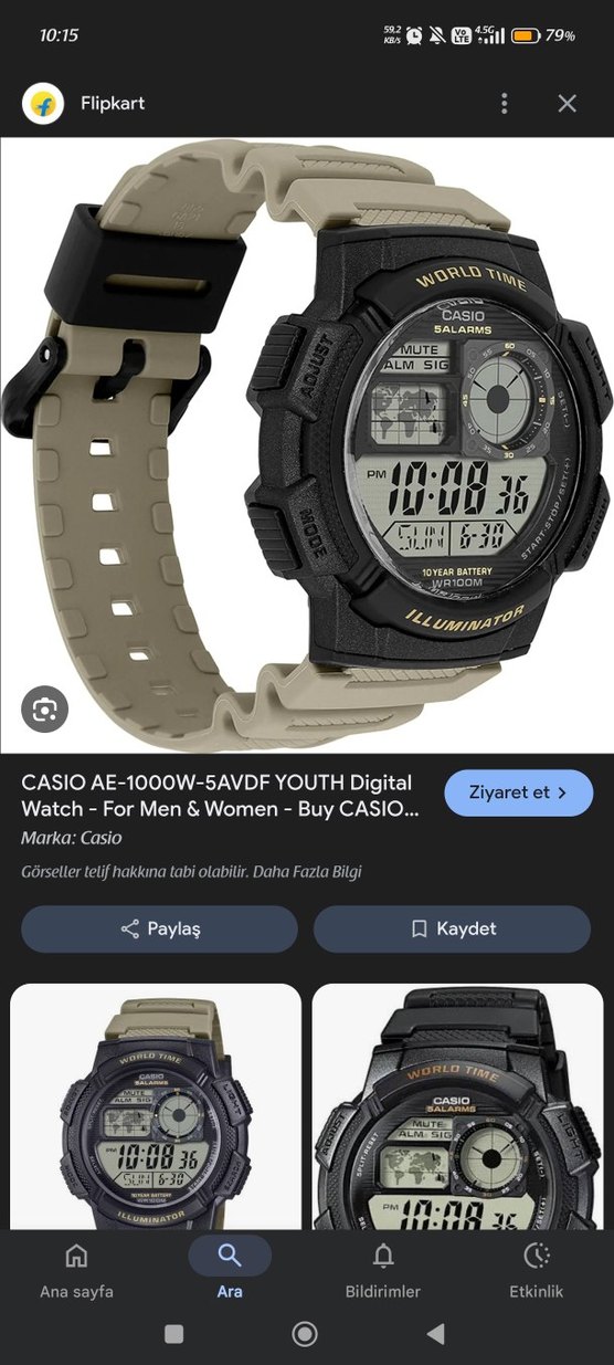 Casio Dijital Erkek Saat Haki siyah - Görsel 2