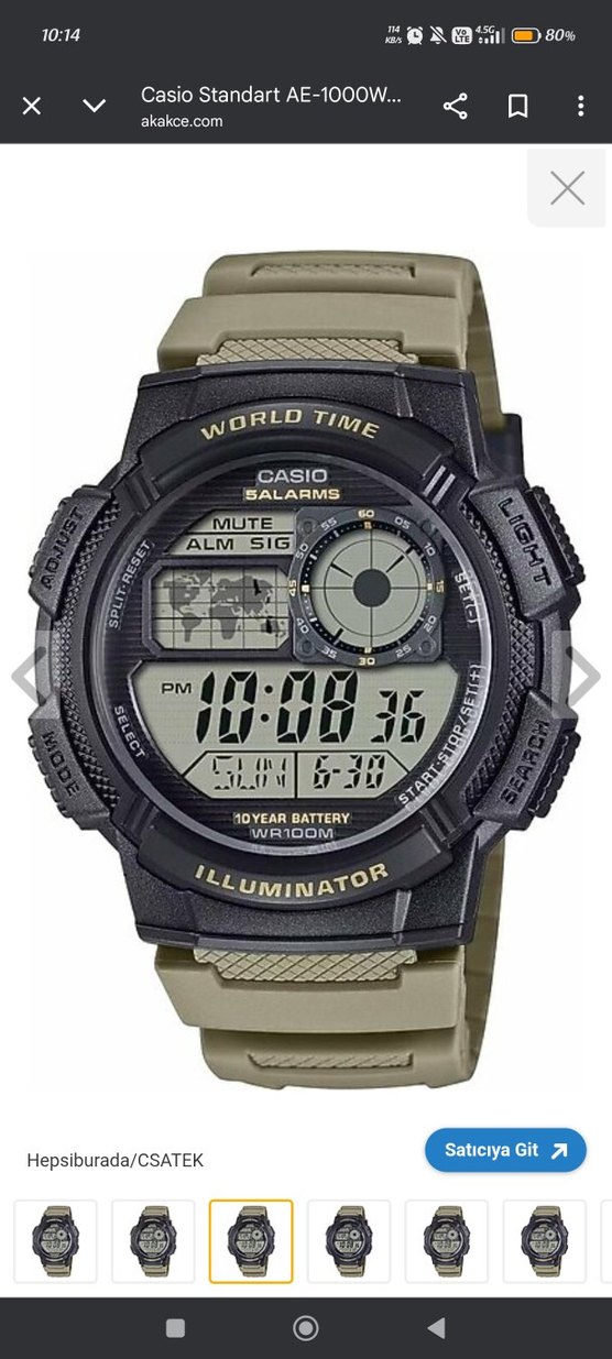 Casio Dijital Erkek Saat Haki siyah - Görsel 4