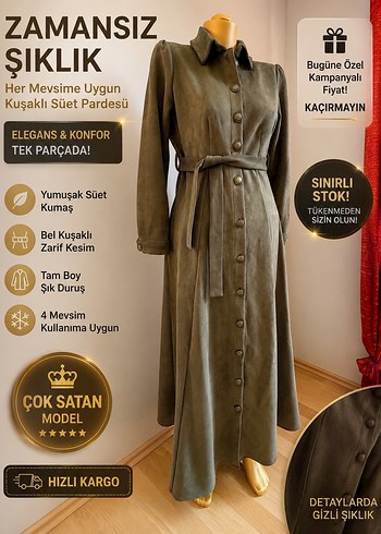 Zara Siklik Ve Rahatlik Haki Suet Uzun Elbise Trenckot