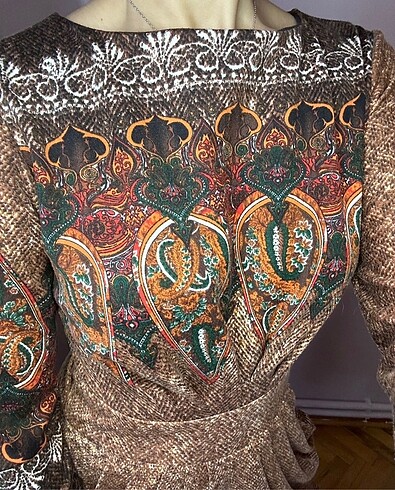 Diğer Kahve desenli kışlık elbise