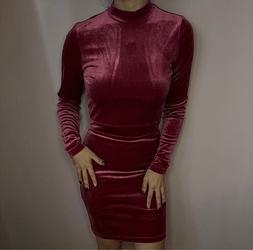 s Beden bordo Renk H&M Vişne çürüğü sırt dekolteli elbise