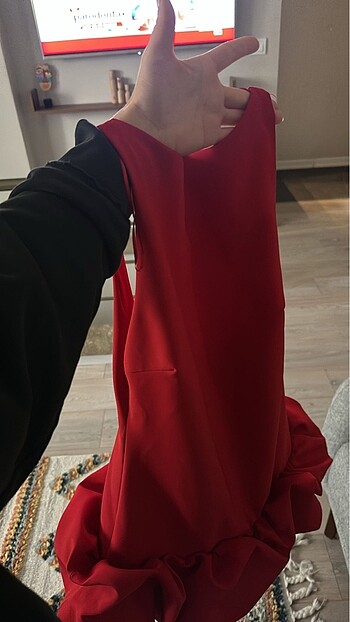 Zara Zara Kırmızı Volanlı Mini Elbise