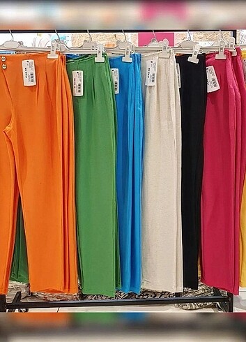 Diğer Yandanfermuarlı keten görünümlü pantolon