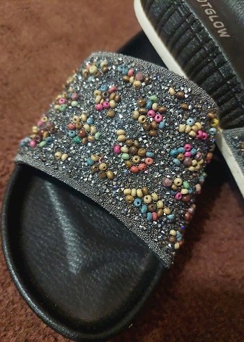 37 numara Boncuk İşlemeli Renkli Platform Terlik HİÇ GİYİLMEDİ. - Görsel 6