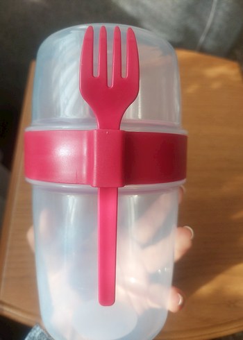 Renkli Kırmızı Saklama Kabı ve Kaşık Seti - Görsel 6