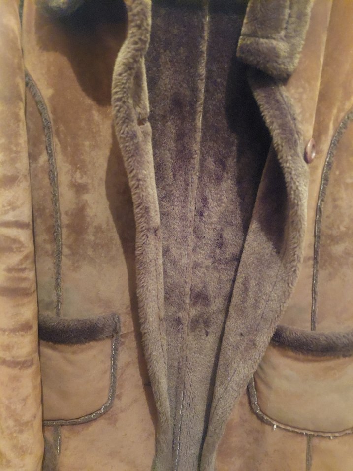 Kahverengi Süet Kadın Kürklü Midi Kaban - Görsel 2