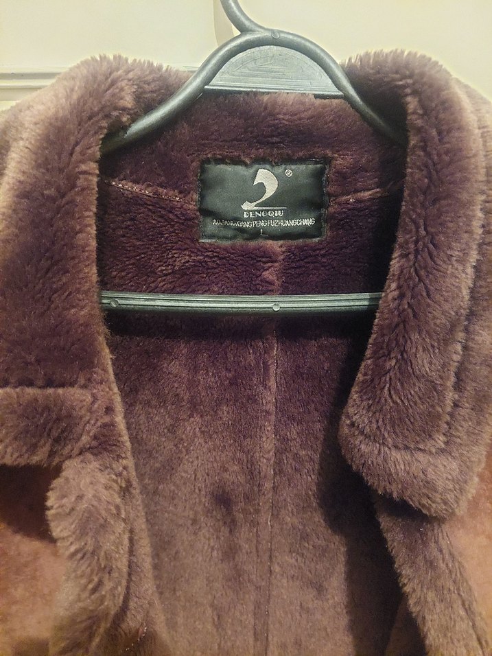 Kahverengi Süet Kadın Kürklü Midi Kaban - Görsel 3