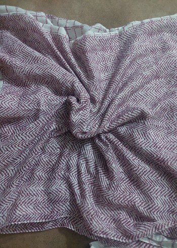 mürdüm renk Desenli Şal - Görsel 5