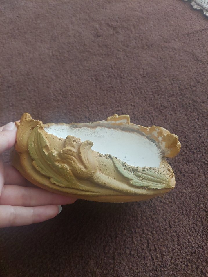 Bej Vintage Fırfırlı elips saksı - Görsel 3