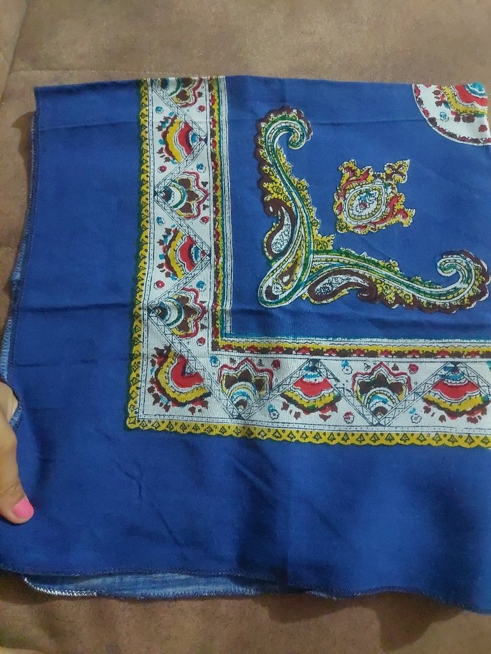 Renkli Baskılı Mavi Kadın Fular - Görsel 4