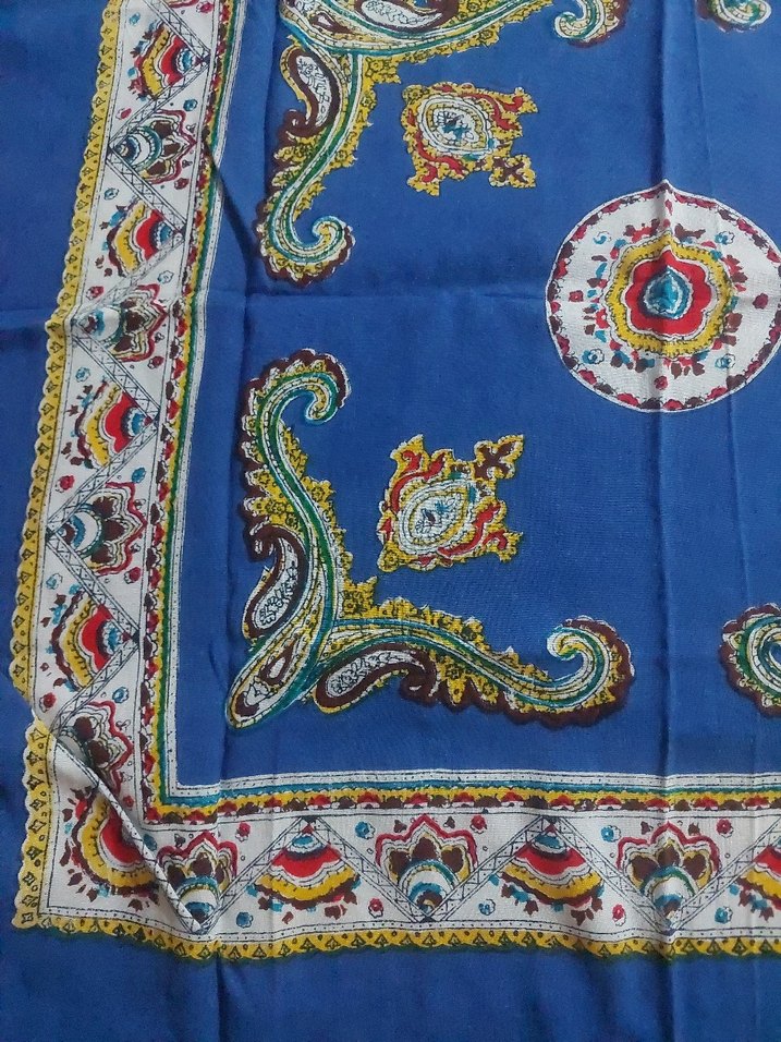 Renkli Baskılı Mavi Kadın Fular - Görsel 2