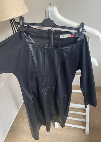 Deri Görünümlü Siyah Midi Hamile Etek - Görsel 2