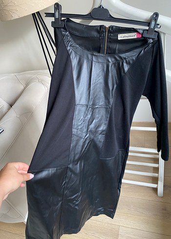 Deri Görünümlü Siyah Midi Hamile Etek - Görsel 7