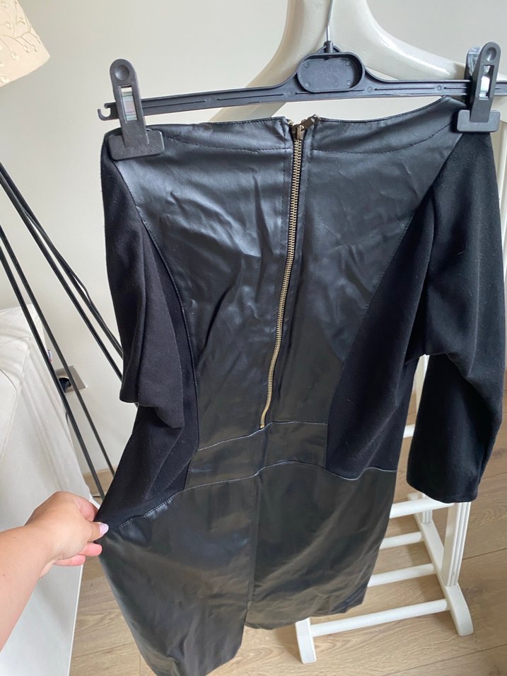 Deri Görünümlü Siyah Midi Hamile Etek - Görsel 4