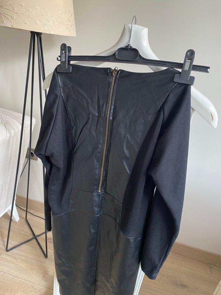 Deri Görünümlü Siyah Midi Hamile Etek - Görsel 5