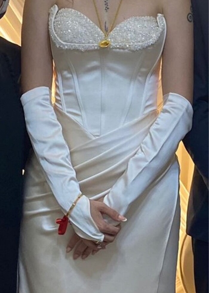 Seyyar kol göğsü taşlı abiye - Görsel 4