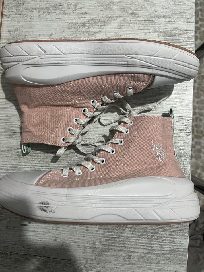 Pembe Bağcıklı Kadın Sneakers - Görsel 3