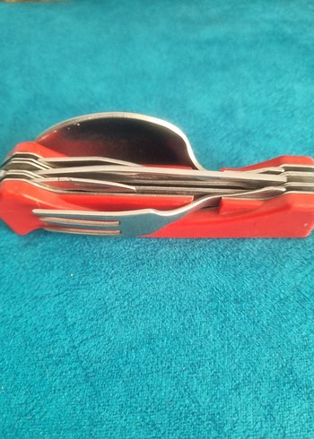 Kırmızı Çok Fonksiyonlu Kamp Çatal Kaşık - Görsel 6