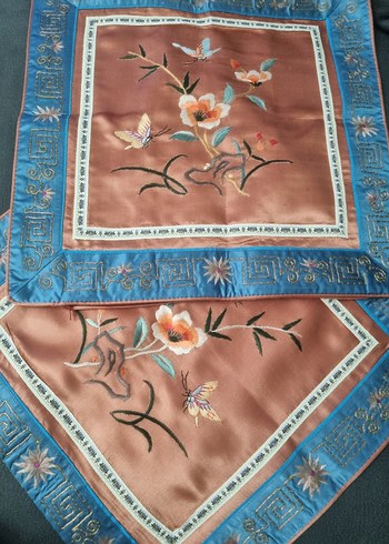 Antika ipek saten işlemeli kırlent tskımı - Görsel 8