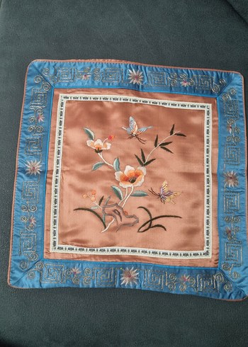 Antika ipek saten işlemeli kırlent tskımı - Görsel 2