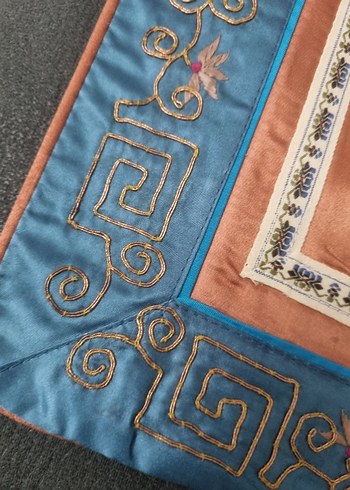 Antika ipek saten işlemeli kırlent tskımı - Görsel 5