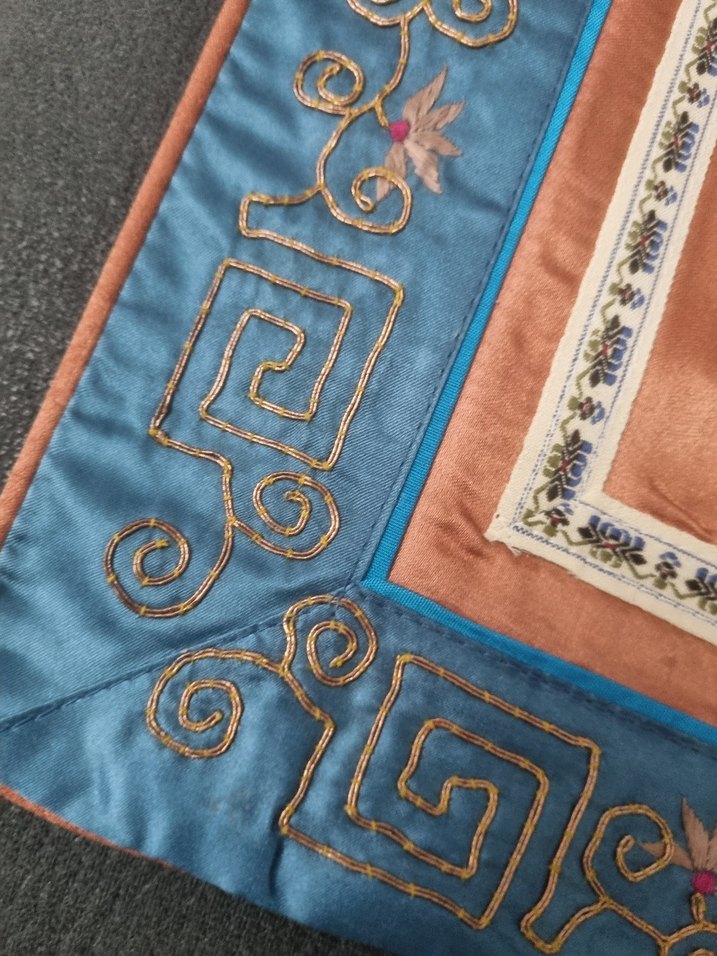 Antika ipek saten işlemeli kırlent tskımı - Görsel 5
