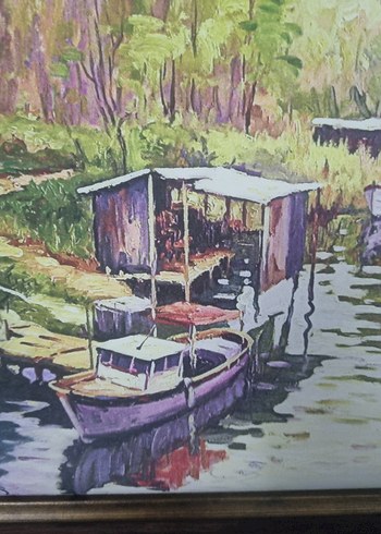 Çerçeveli Tekne Manzaralı Tablo - Görsel 3