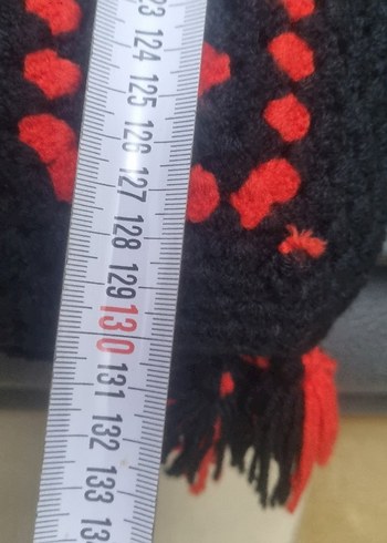 EL EMEĞİ ÖRGÜ Kırmızı Siyah Kare Desenli Örtü - Görsel 7