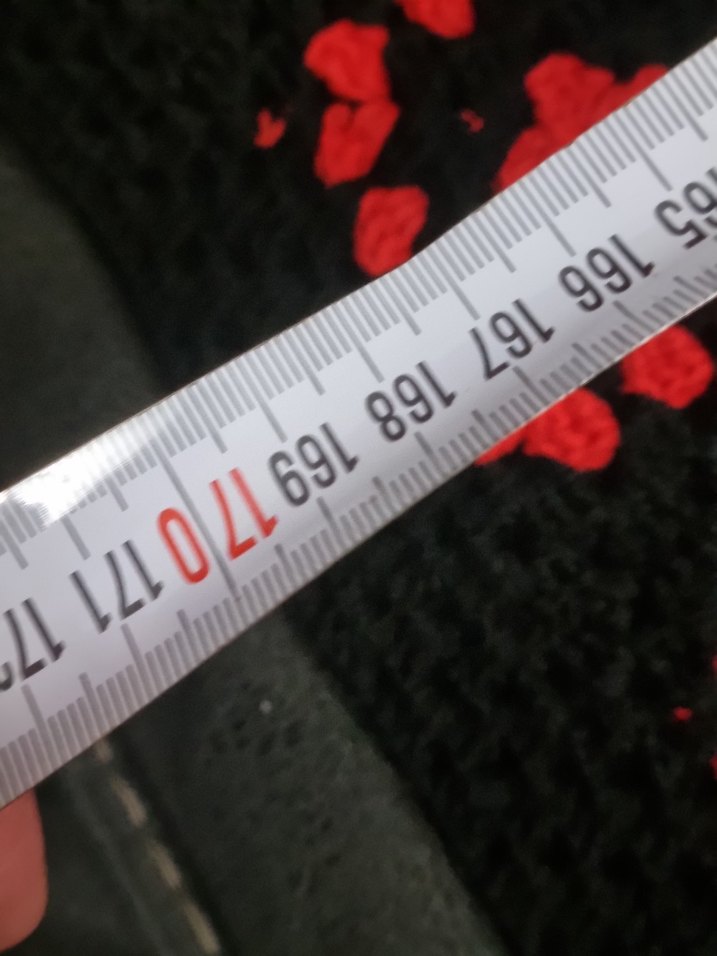 EL EMEĞİ ÖRGÜ Kırmızı Siyah Kare Desenli Örtü - Görsel 5