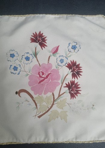 El boyamalı Pastel Renk Beyaz Kırlent Kılıfı - Görsel 5