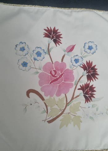 El boyamalı Pastel Renk Beyaz Kırlent Kılıfı - Görsel 4