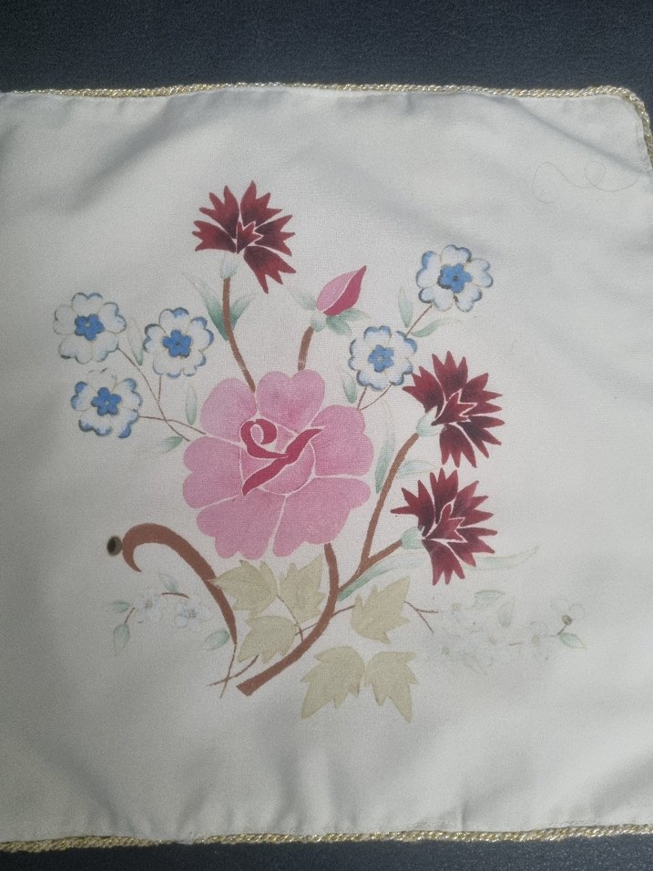 El boyamalı Pastel Renk Beyaz Kırlent Kılıfı - Görsel 5