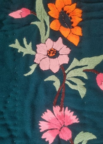 Çiçek Desenli Geleneksel El Yapımı Seccade - Görsel 2