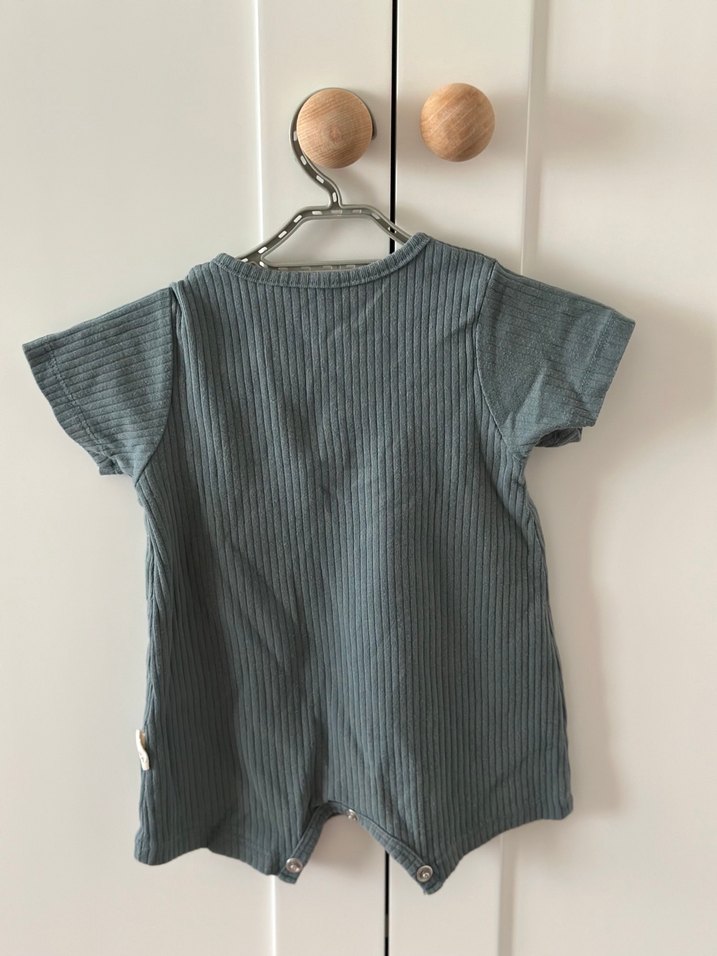 Gri Kısa Kollu Bebek Tulum - Görsel 2