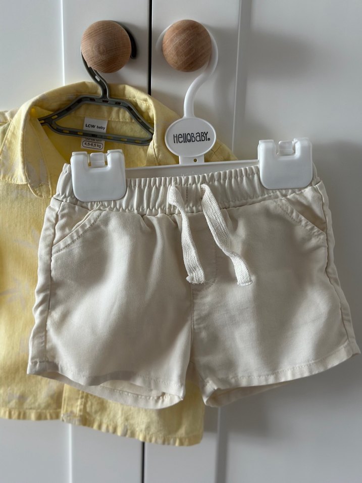 Sarı Batik Desenli Pamuklu Bebek Erkek Takımı - Görsel 2