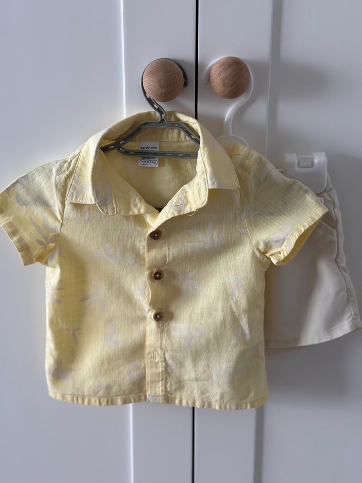 Sarı Batik Desenli Pamuklu Bebek Erkek Takımı - Görsel 3