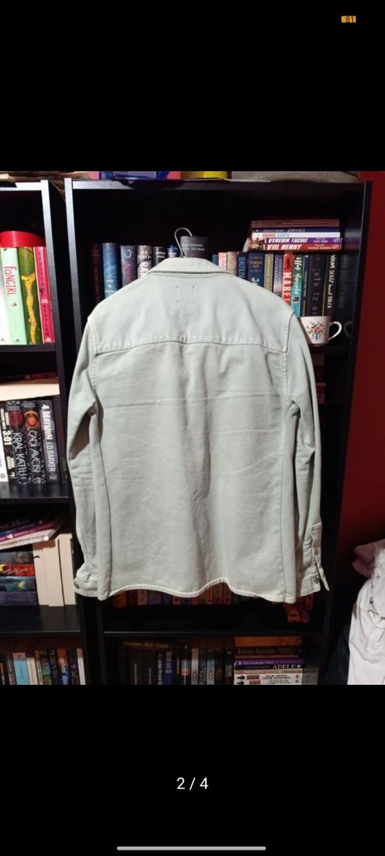 Gri Erkek Denim Gömlek - Görsel 2