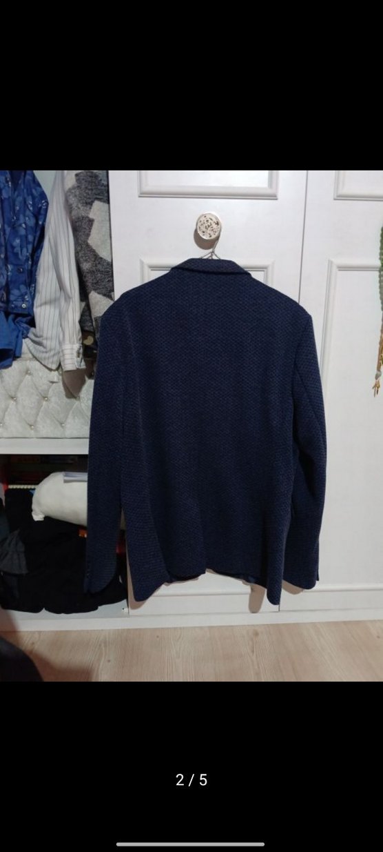 Erkek Mavi Düğmeli Regular Fit Ceket - Görsel 2