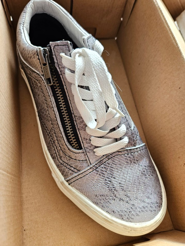 Gri Yılan Desenli Bağcıklı Kadın Vans - Görsel 2