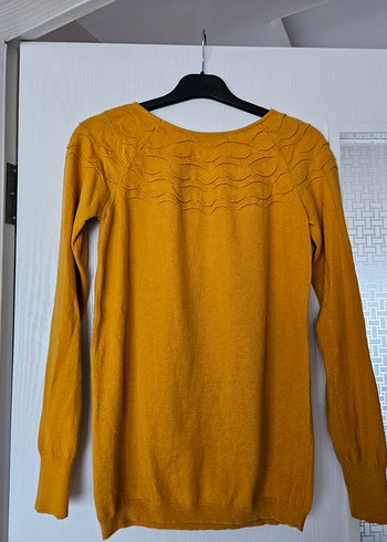 Kadın Hardal Sarısı Triko Uzun Kollu Kazak - Görsel 3