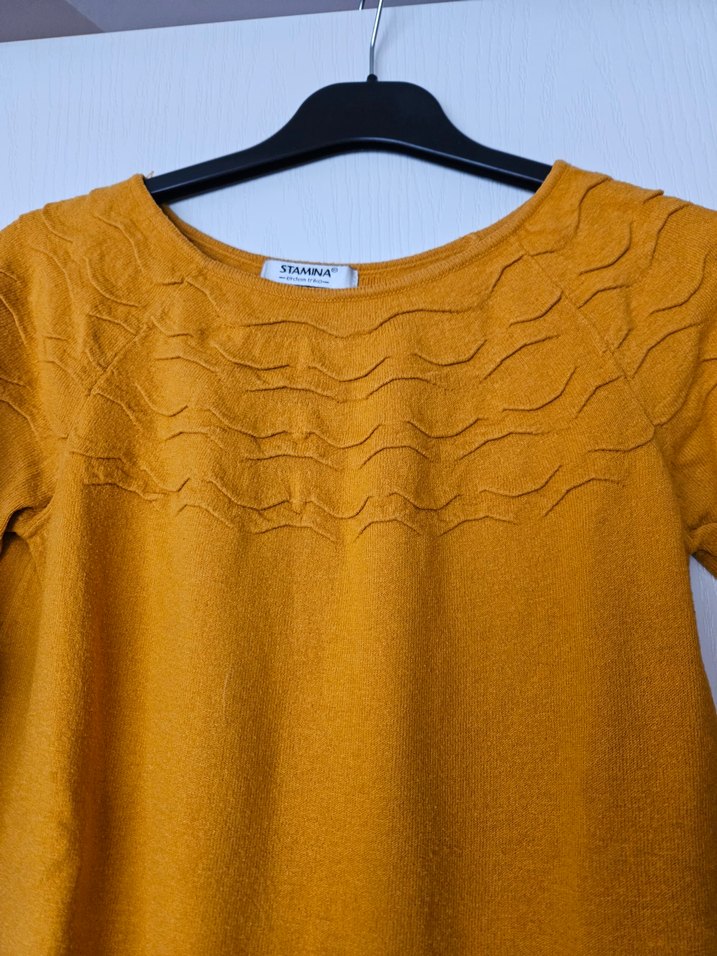 Kadın Hardal Sarısı Triko Uzun Kollu Kazak - Görsel 2