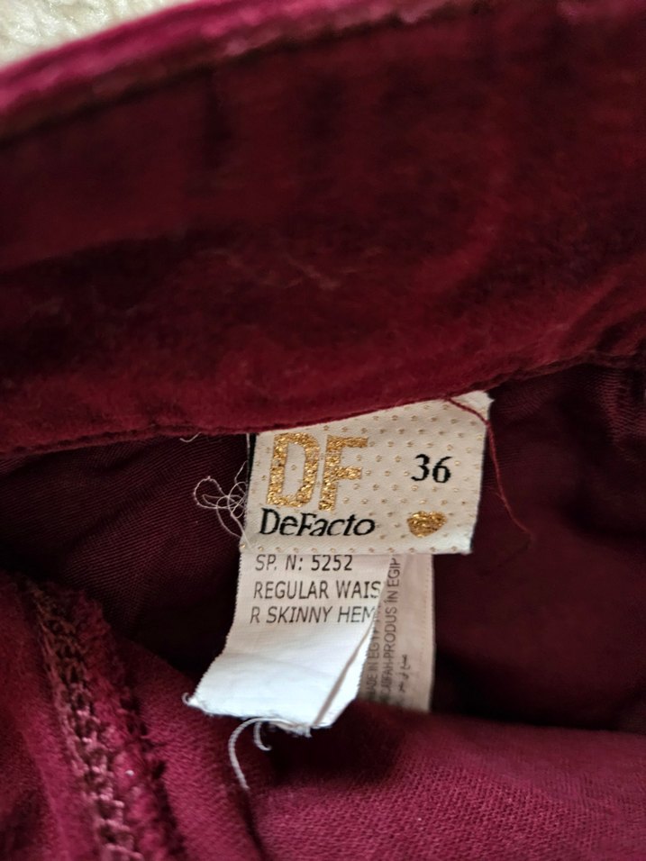 Bordo Kadife Kadın Pantolon - Görsel 3