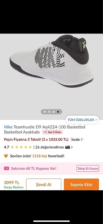 Nike basketbol ayakkabısı