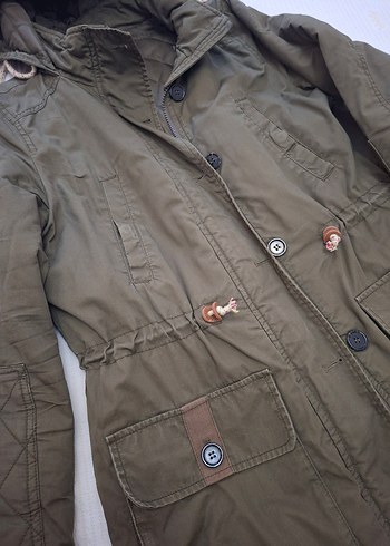 Düğmeli Haki Midi Kadın parka Mont - Görsel 2