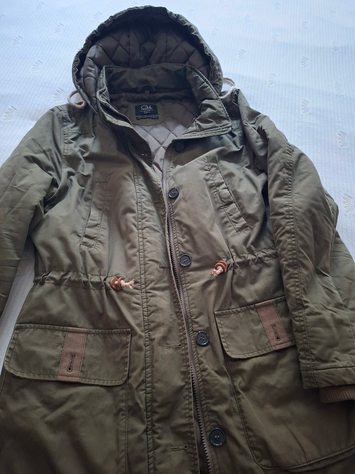 Düğmeli Haki Midi Kadın parka Mont - Görsel 3