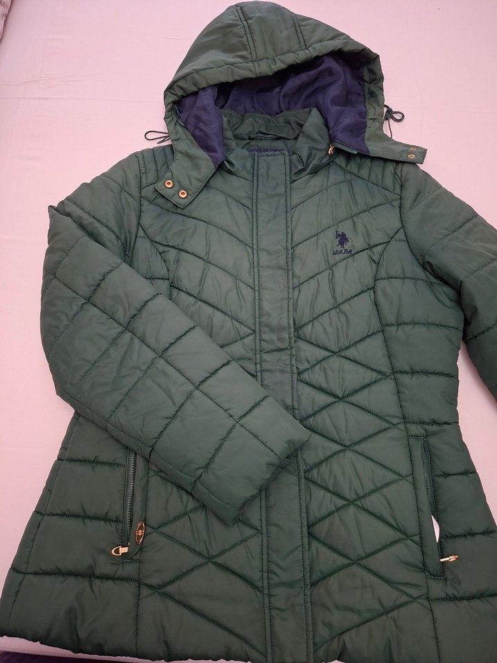 Yeşil Kapüşonlu Kadın Kış Montu 42 L beden - Görsel 2