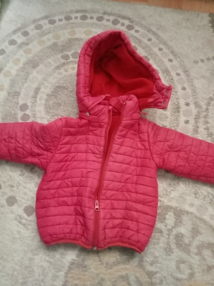 Erkek Çocuk Kapüşonlu Fermuarlı kırmızı Mont - Görsel 2