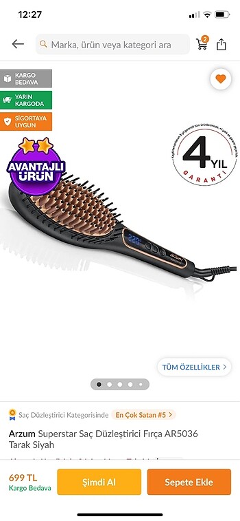 Arzum saç düzleştirici tarak