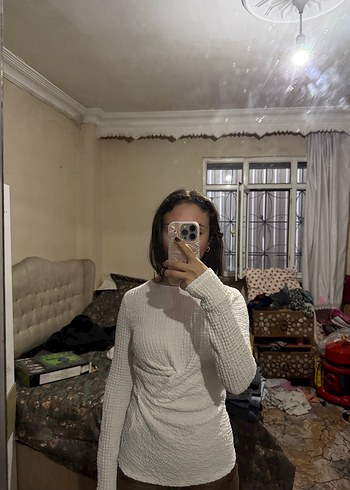 Uzun kollu büzgülü dokulu bluz - Görsel 6