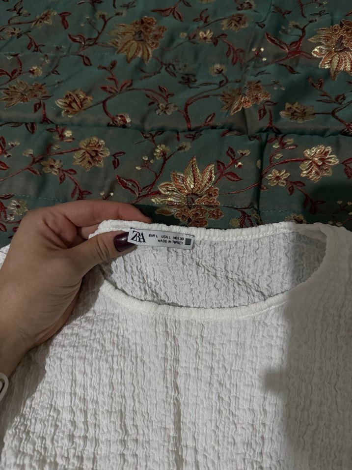 Uzun kollu büzgülü dokulu bluz - Görsel 3